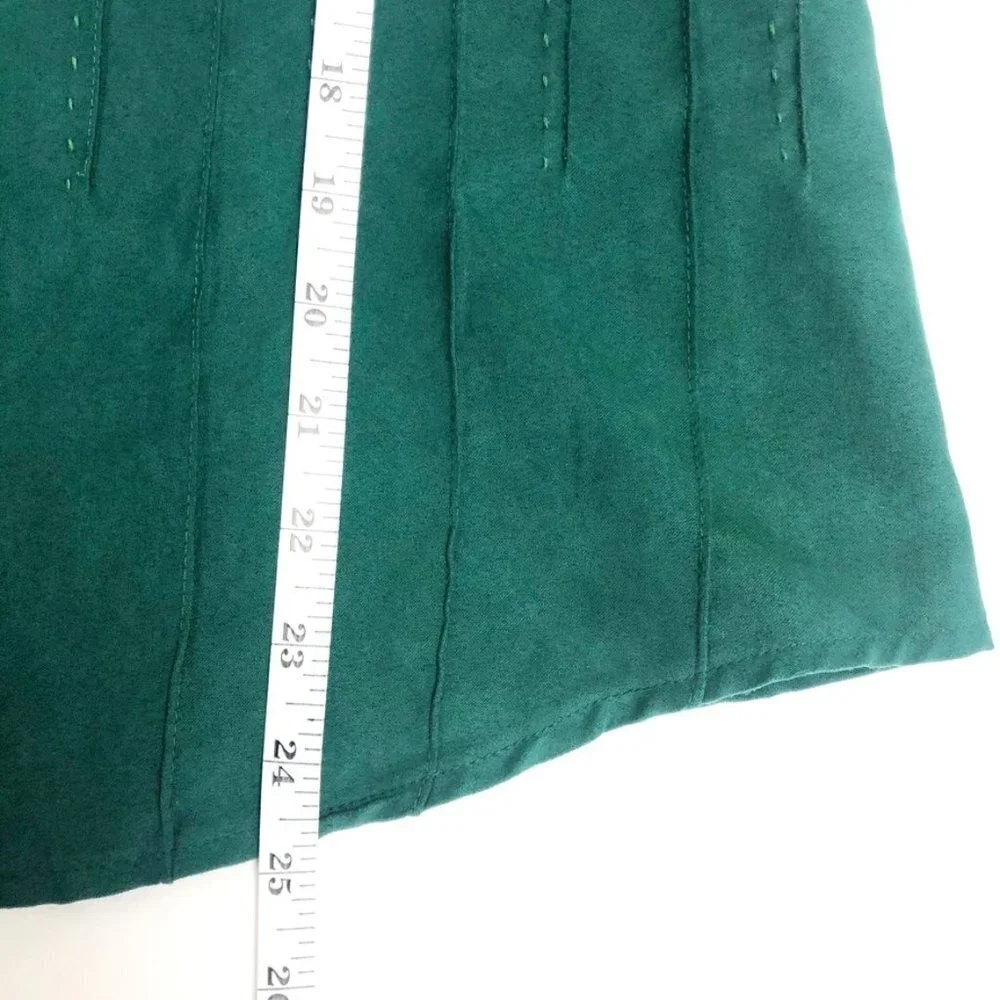 Lemon Grass Studio Faux Suede Shirt Womens Size M Green Pintuck Button Down Top